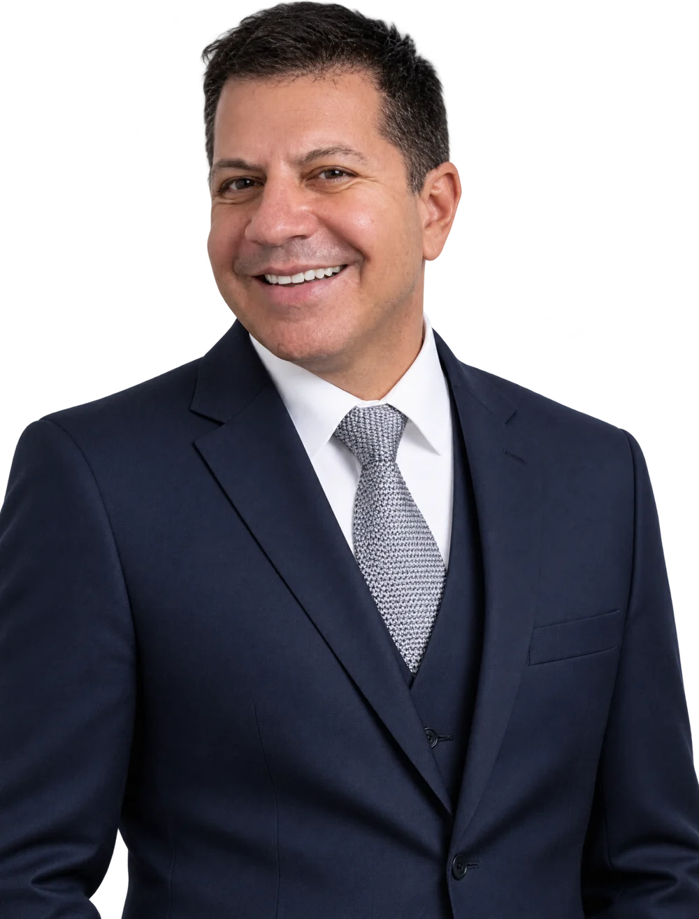 Dr. Radamés Orsi, de terno, sorrindo